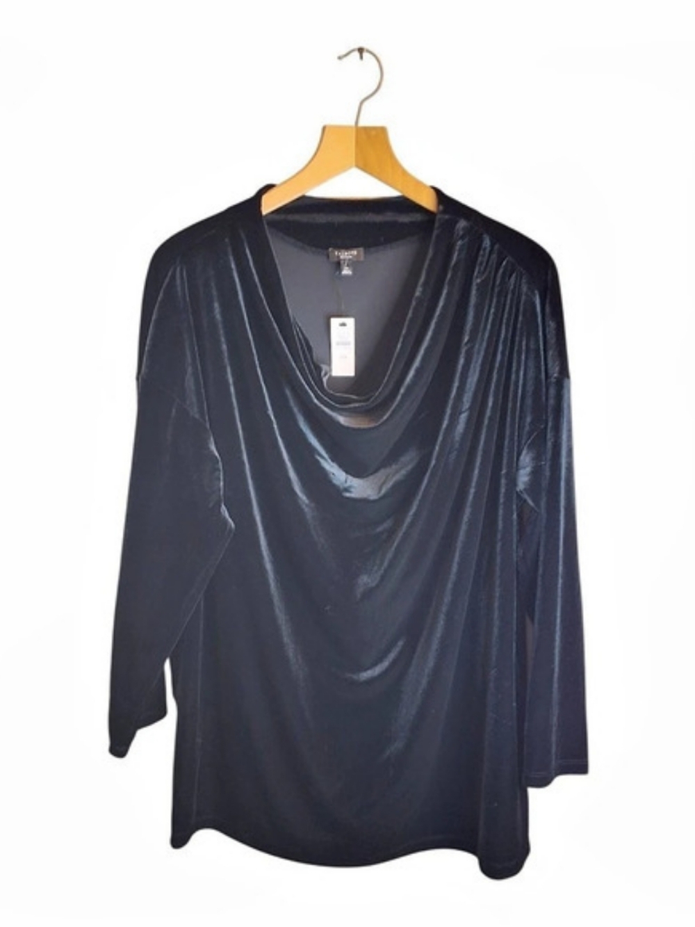 Talbots Velvet Festive Draped Neck Tunic Black Size 2XP NWT